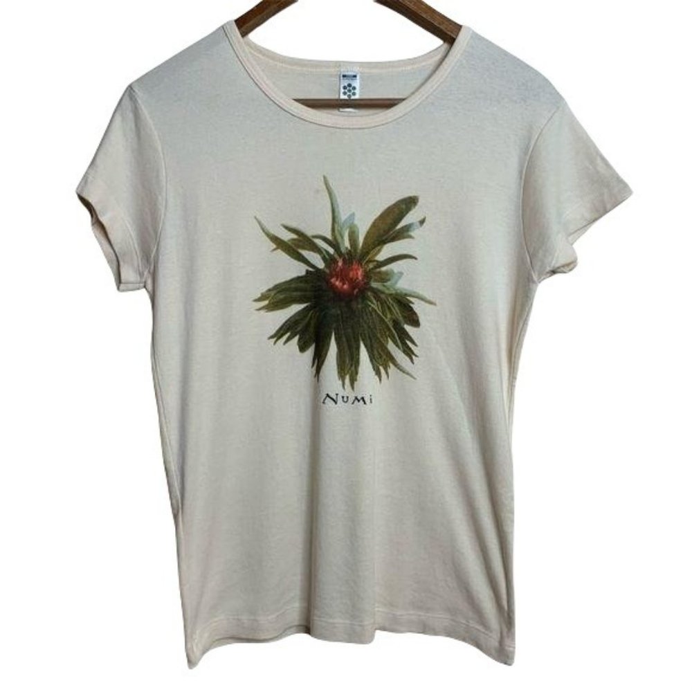 American Apparel Fitted Tee Shirt Numi Flowering Tea Leaves of Art Graphic Small